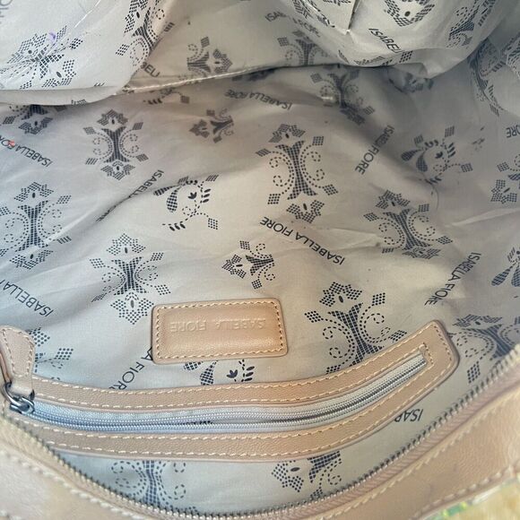 ISABELLA FIORE Large Ikat Print Shoulder Bag and Crossbody Strap Taupe Green - Picture 11 of 16